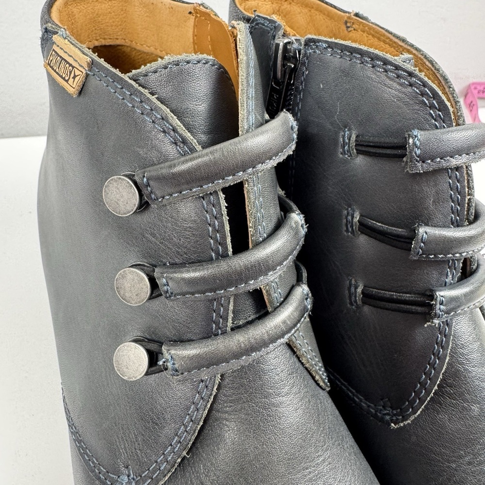 Womens Pikolinos Leather Ankle Boots Low Heel Zip Comfort Euro 38 - Picture 7 of 16